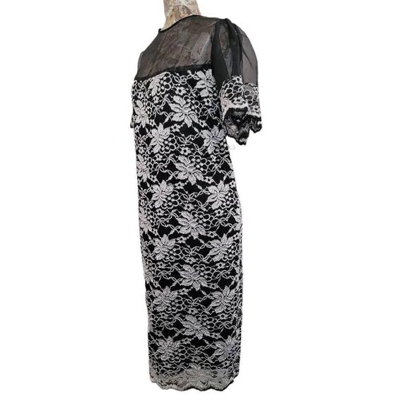 Handmade Black & White Embroidered Sheer Lacey Dress Plus Size - Picture 6 of 8